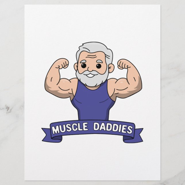 Cute Kawaii Muscle Daddy Bearded Bodybuilder Letterhead (Front)