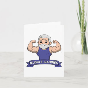 Cute Kawaii Muscle Daddy Bearded Bodybuilder Note Card