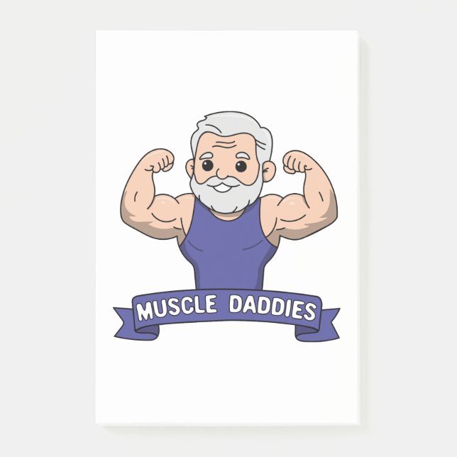 Cute Kawaii Muscle Daddy Bearded Bodybuilder Post-it Notes (Front)
