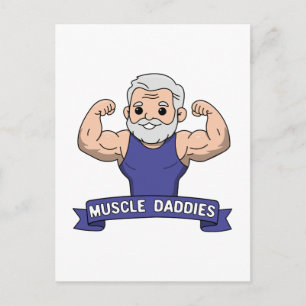 Cute Kawaii Muscle Daddy Bearded Bodybuilder Postcard