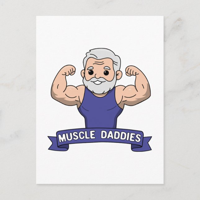 Cute Kawaii Muscle Daddy Bearded Bodybuilder Postcard (Front)