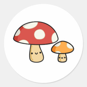 Cute Kawaii Mushroom Classic Round Sticker