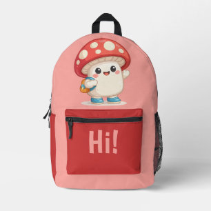 Cute Kawaii Mushroom Friend Illustration Printed Backpack