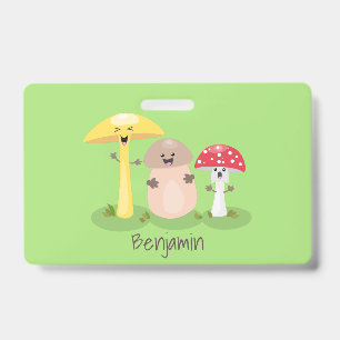Cute kawaii mushroom fungi toadstool badge