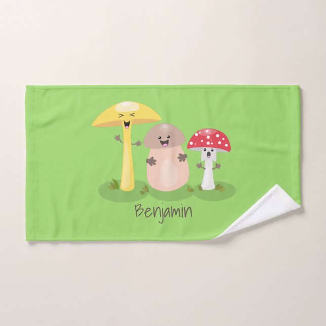 Cute kawaii mushroom fungi toadstool bath towel set (Hand Towel)