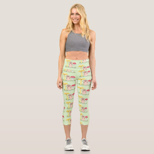 Cute kawaii mushroom fungi toadstool cartoon capri leggings