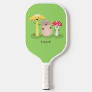 Cute kawaii mushroom fungi toadstool pickleball paddle
