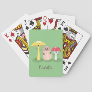 Cute kawaii mushroom fungi toadstool playing cards