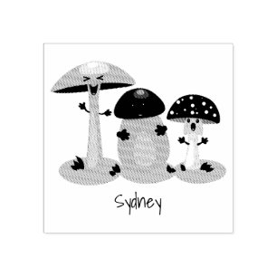 Cute kawaii mushroom fungi toadstool rubber stamp