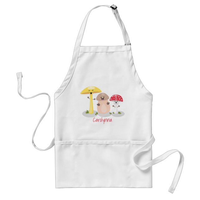 Cute kawaii mushroom fungi toadstool standard apron (Front)