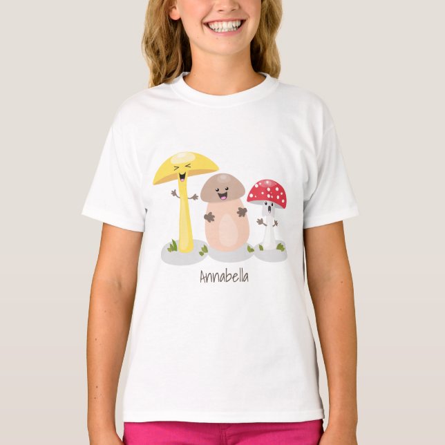 Cute kawaii mushroom fungi toadstool T-Shirt (Front)