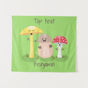 Cute kawaii mushroom fungi toadstool tapestry