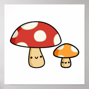 Cute Kawaii Mushroom Poster