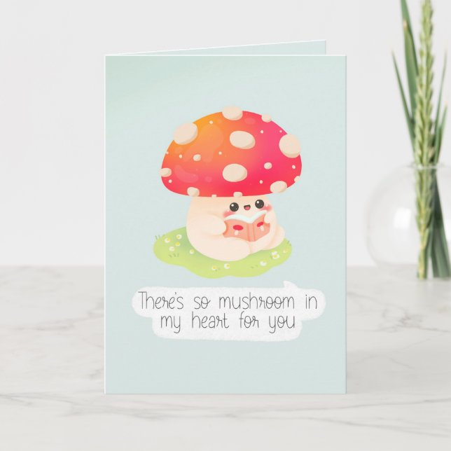 Cute kawaii mushroom pun love greeting card  (Front)