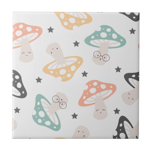 Cute Kawaii Mushroom Tile (Front)