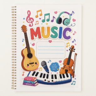 Cute Kawaii Music Theme Kids School Planner