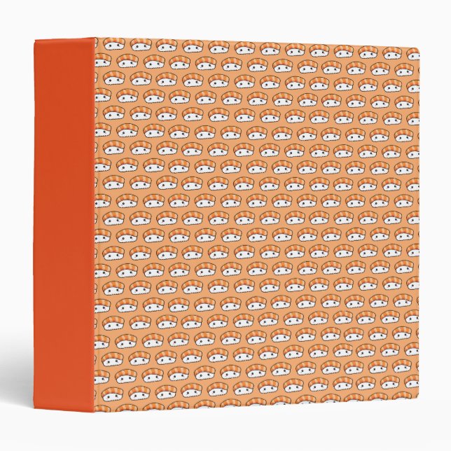 Cute Kawaii Nigiri Sushi Seamless Pattern Binder (Front/Spine)
