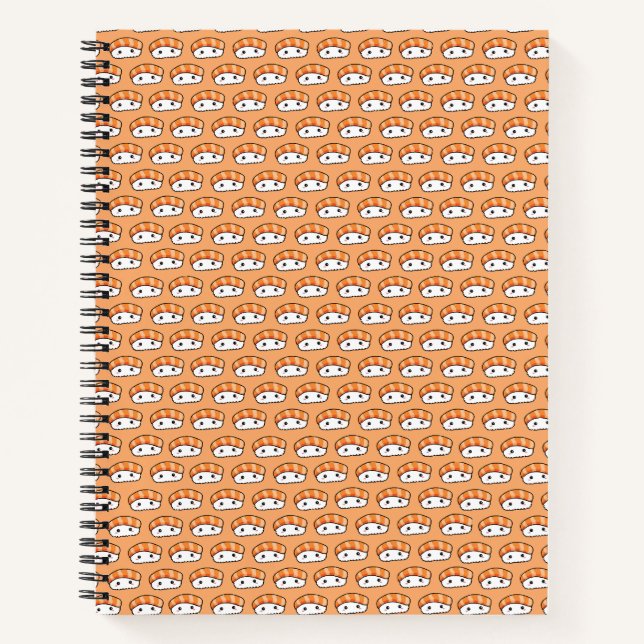 Cute Kawaii Nigiri Sushi Seamless Pattern Notebook (Front)