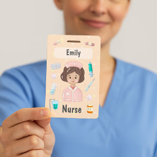 Cute Kawaii Nurse Name Badge Personalized Medical 