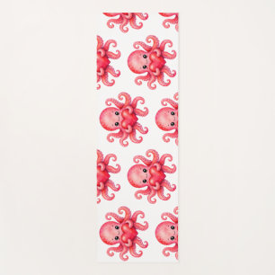 Cute Kawaii Octopus Holding Heart Yoga Mat
