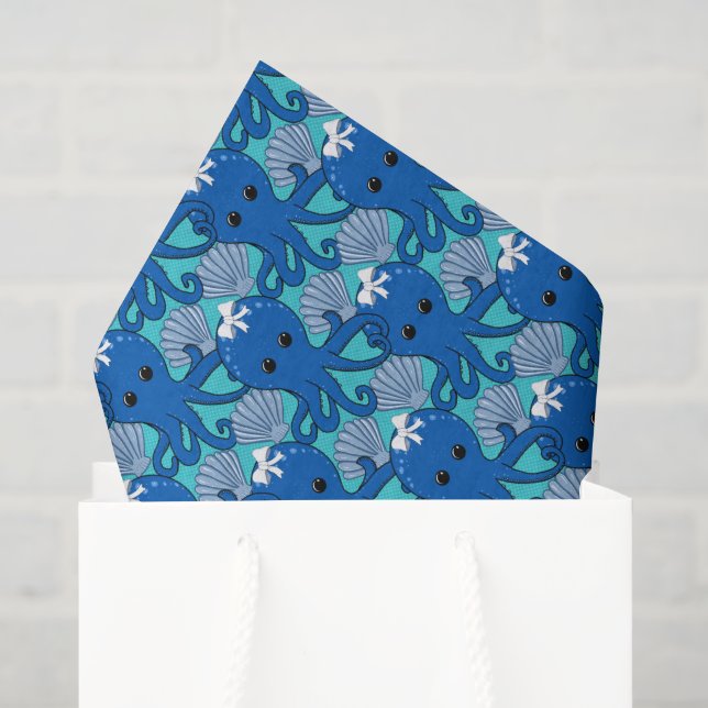 Cute Kawaii Octopus & Seashell Gift Tissue Paper (Gift Bag)