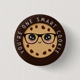 Cute Kawaii One Smart Cookie 1 Inch Round Button