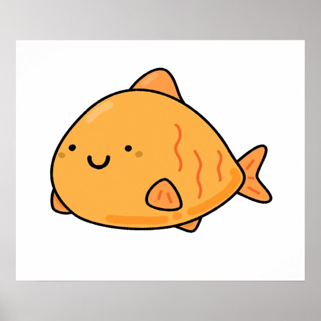 Cute Kawaii Orange Fish Poster (Front)