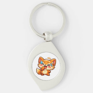 Cute Kawaii Orange Fox Laughing Crying TearSticker Keychain