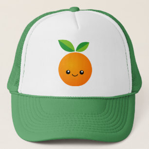 Cute Kawaii orange fruit face drawing Trucker Hat