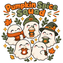 Cute Kawaii Orange Ghost Pumpkin Spice Design
