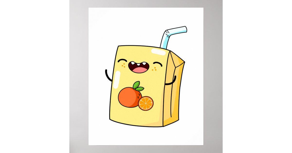 Cute Kawaii Orange Juice Poster Zazzle