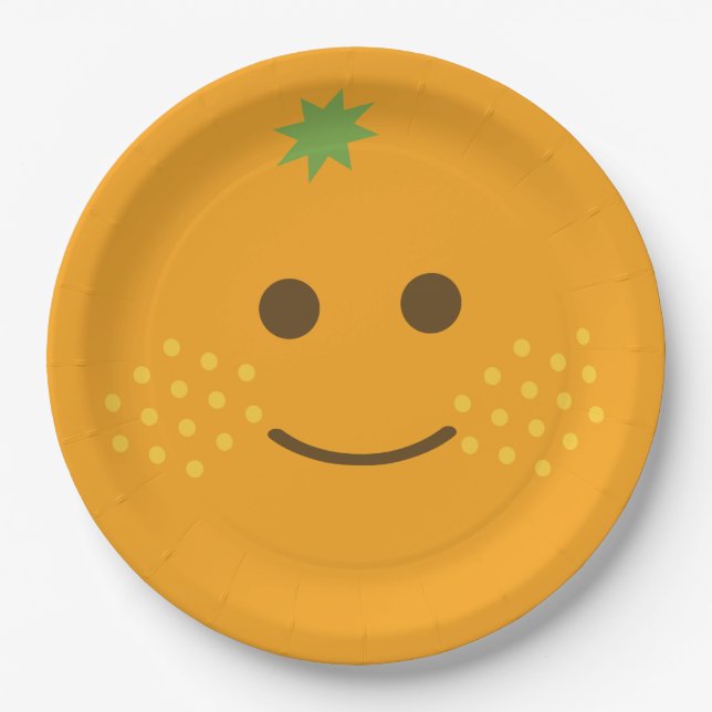 Cute Kawaii Orange Paper Plate (Front)