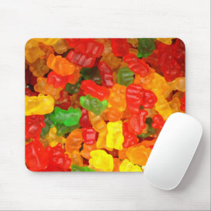 cute kawaii orange yellow red colorful gummy bear mouse pad