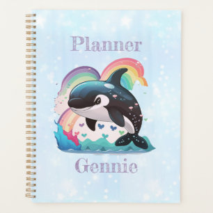 Cute Kawaii Orca Killer Whale Rainbows Butterflies Planner
