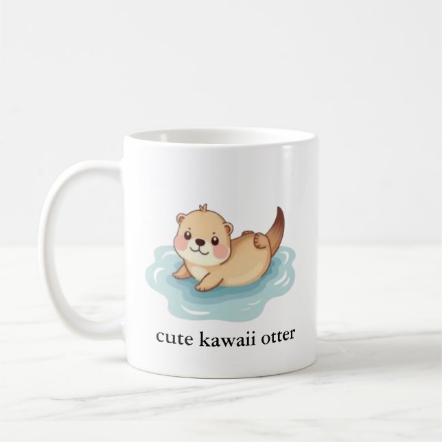 Cute Kawaii Otter Coffee Mug (Left)