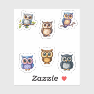 cute kawaii owls sticker sheet