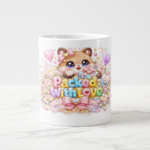 Cute Kawaii Packed With Love Teddy Bear Pastel Pin Large Coffee Mug