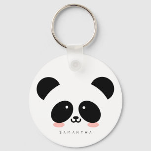Cute Kawaii Panda   Add Your Name Keychain
