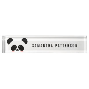 Cute Kawaii Panda   Add Your Name Nameplate