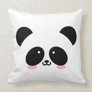Cute Kawaii Panda   Add Your Name Throw Pillow