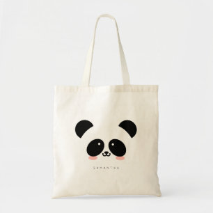 Cute Kawaii Panda Add Your Name Tote Bag