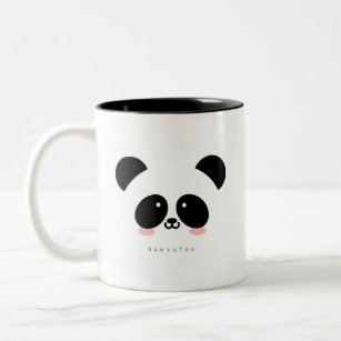 Cute Kawaii Panda   Add Your Name Two-Tone Coffee Mug