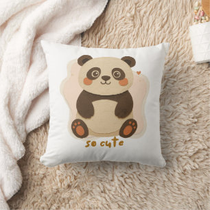 Cute Kawaii Panda Cartoon Throw Pillow