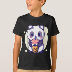Cute kawaii panda drinks boba bubble tea kawaiiCut T-Shirt
