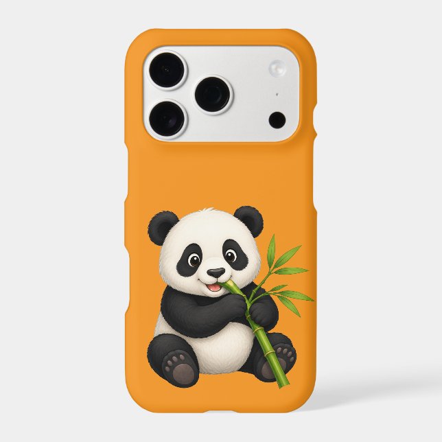 Cute Kawaii Panda Eating Bamboo iPhone 17 Pro Case (Back)