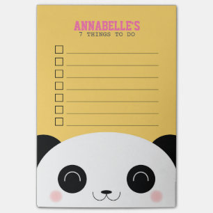 Cute Kawaii Panda Face Kids To Do List Post-it Notes