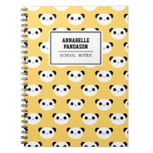 Cute Kawaii Panda Face Pattern Personalized Notebook
