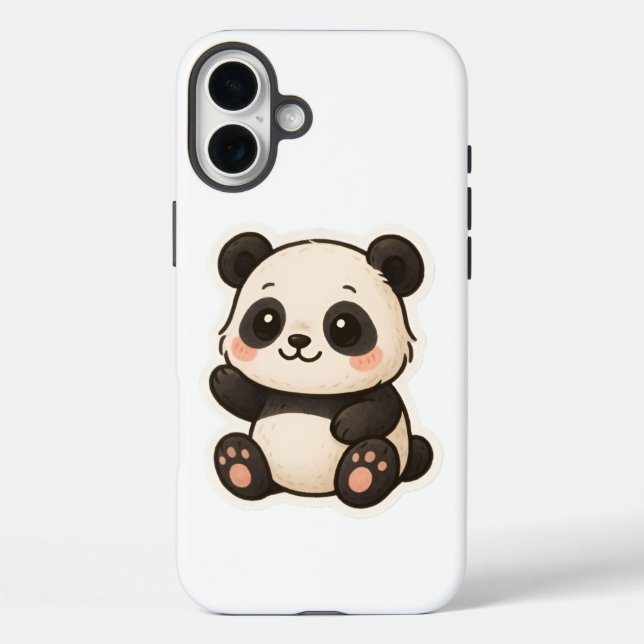 Cute Kawaii Panda iPhone 16 Plus Coque (Verso)