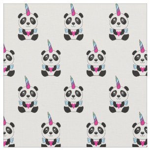 Cute Kawaii Panda Unicorn Pandicorn Pattern Fabric