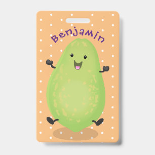 Cute kawaii papaya paw paw cartoon illustration badge